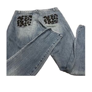 Michael Kors Skinny Blue Denim Jeans Sequin’s Pockets Comfort Stretch size 10